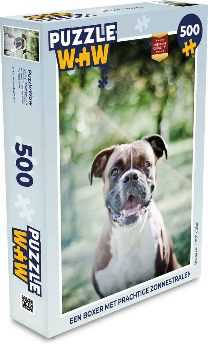 PuzzleWow Legpuzzel Een Boxer met zonnestralen 500 Stuks