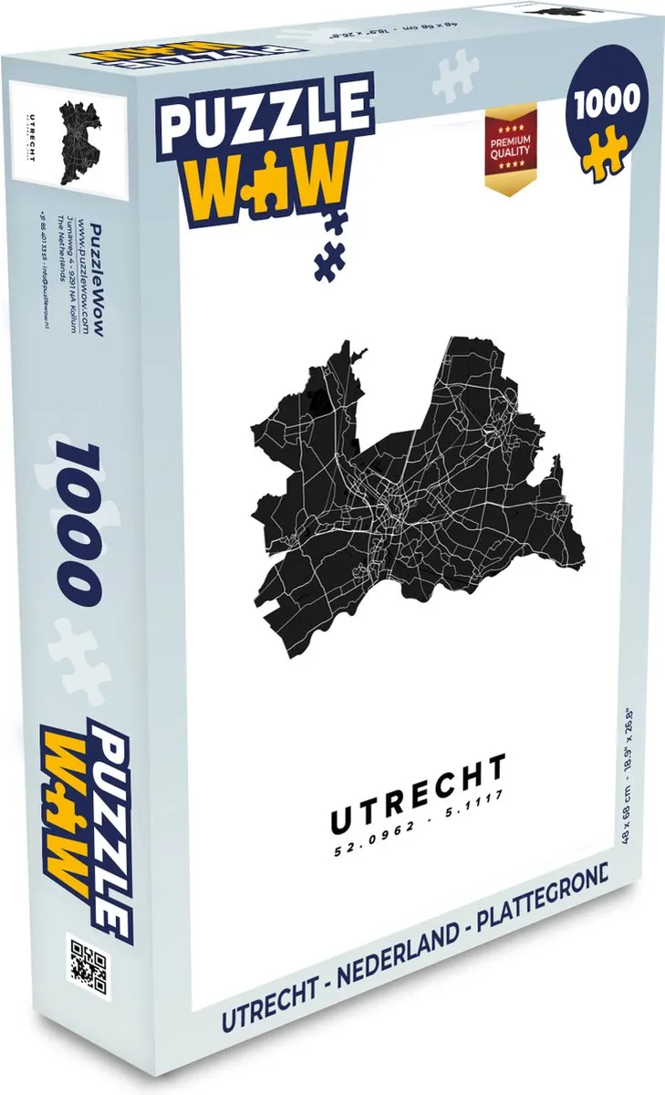 PuzzleWow Utrecht Nederland Plattegrond Legpuzzel 1000 Stuks