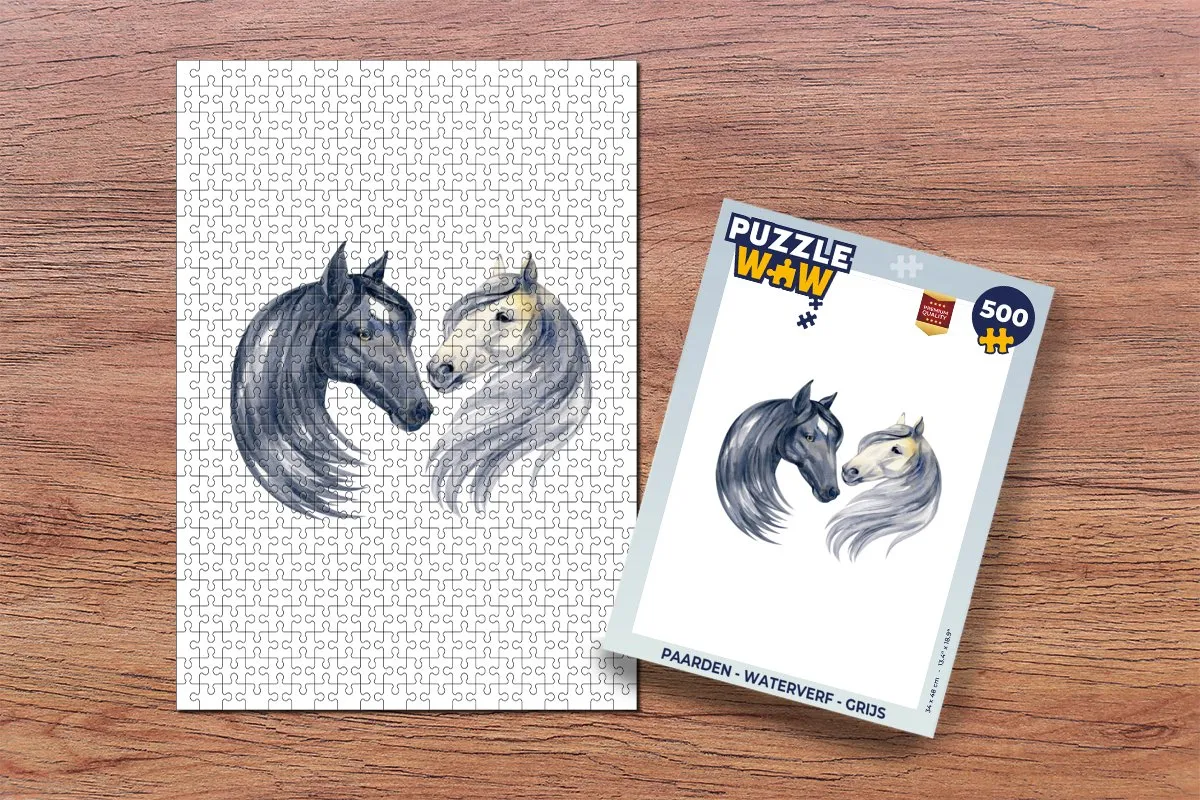 PuzzleWow Paarden Waterverf Puzzel 500 Stuks - Multicolor