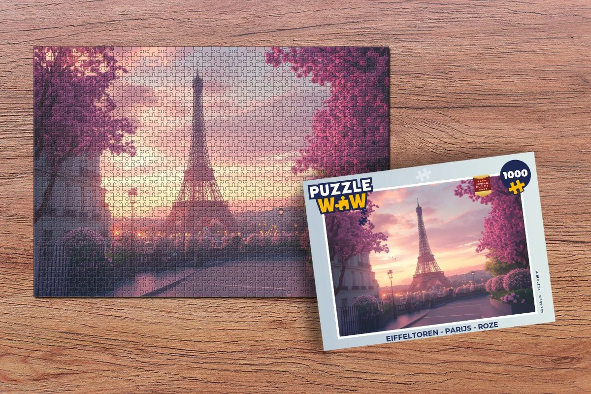 PuzzleWow Legpuzzel Eiffeltoren Roze 1000 Stuks