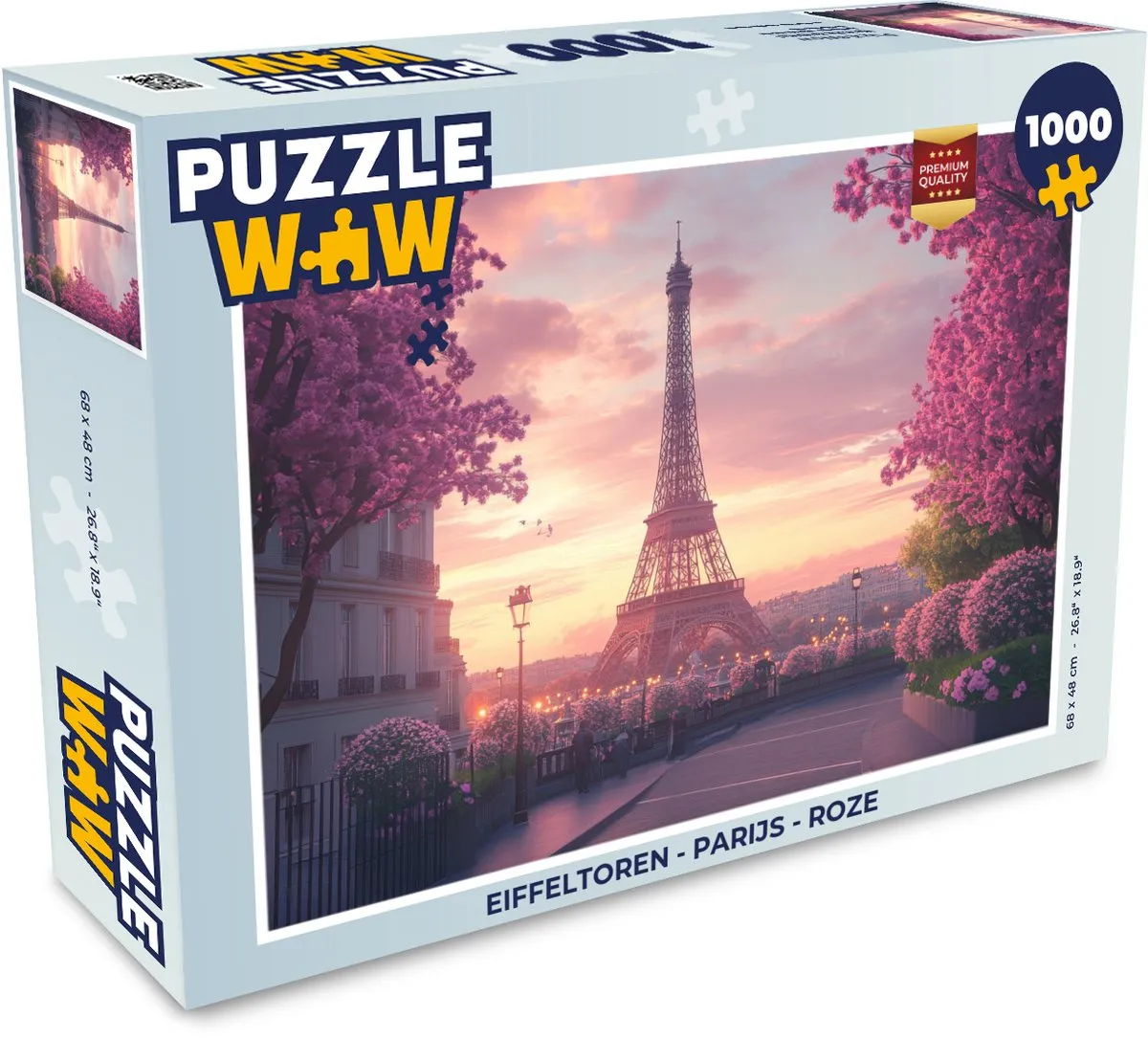 PuzzleWow Legpuzzel Eiffeltoren Roze 1000 Stuks