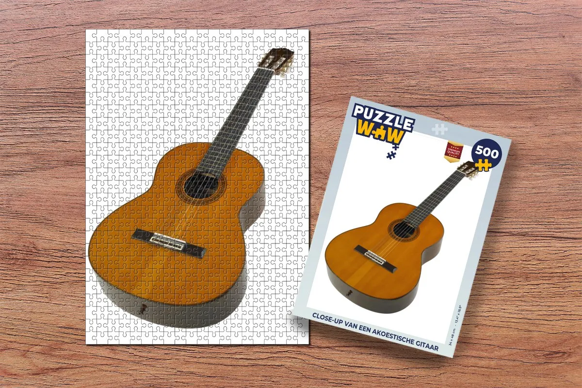 PuzzleWow Legpuzzel Close-up Akoestische Gitaar 500 Stuks - Multicolor