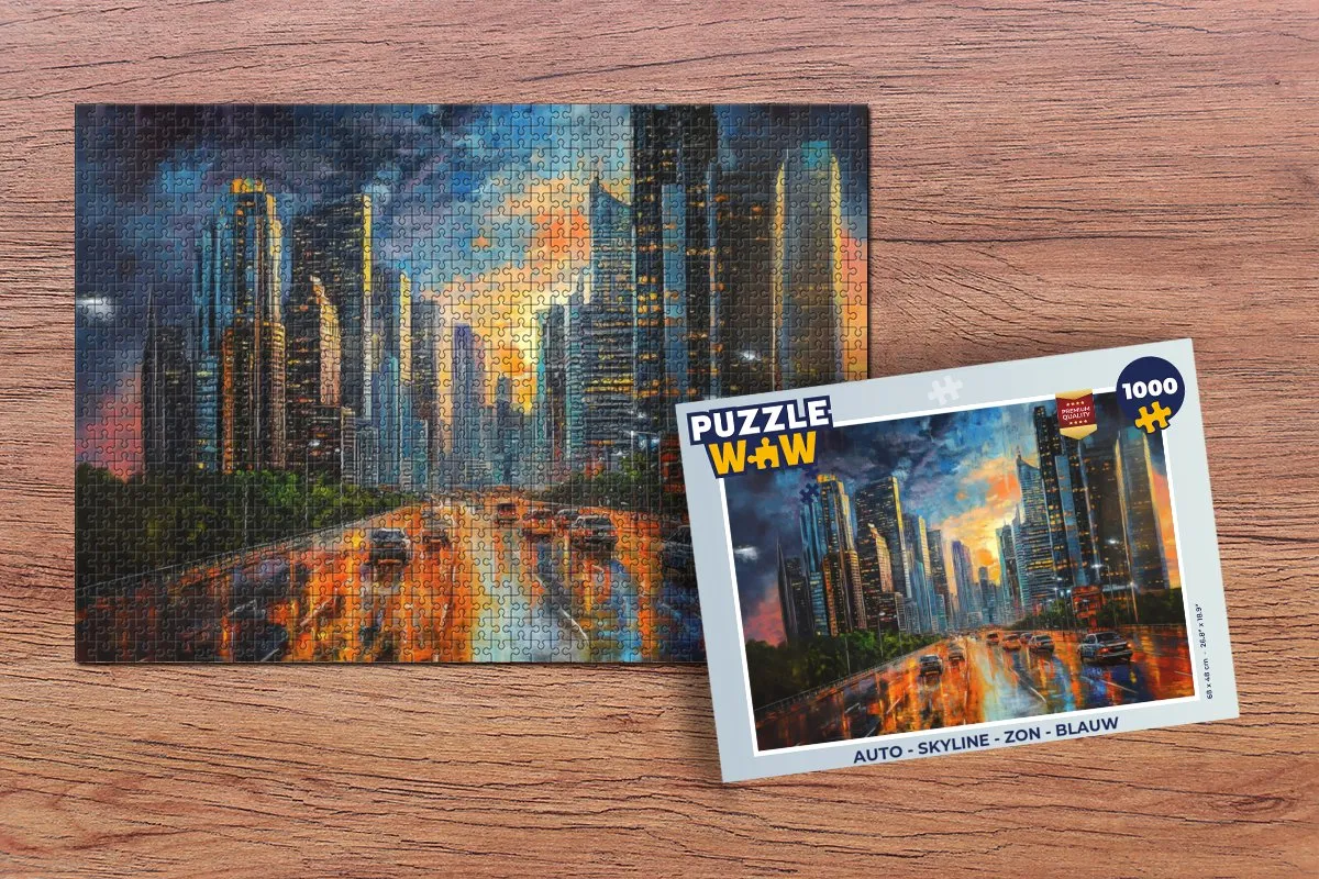 PuzzleWow Skyline Legpuzzel 1000 Stuks - Blauw