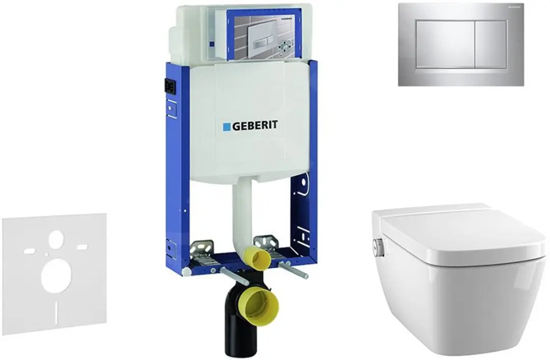 Inbouwreservoir voor hangend toilet met SIGMA30 bedieningsknop, glanzend chroom/