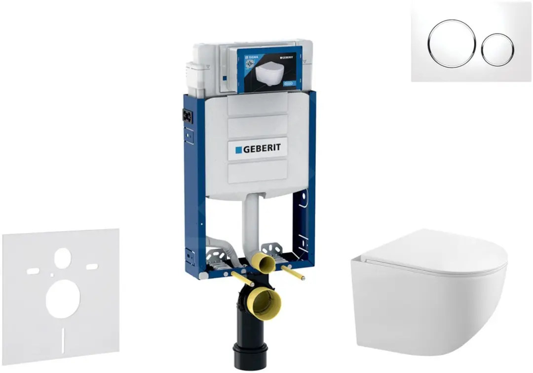 Voorwand montageset, Gaia toilet en softclose zitting, Sigma20 bedieningsplaat,