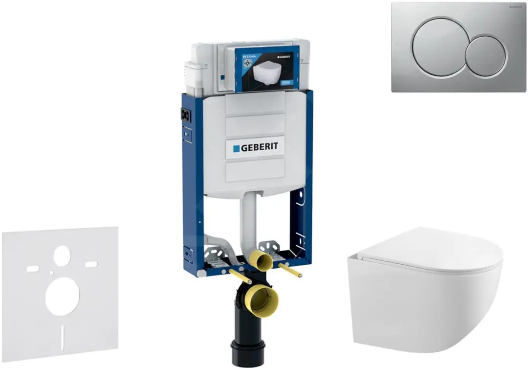 Voorwand montageset, Gaia toilet en softclose zitting, Sigma01 bedieningsplaat,