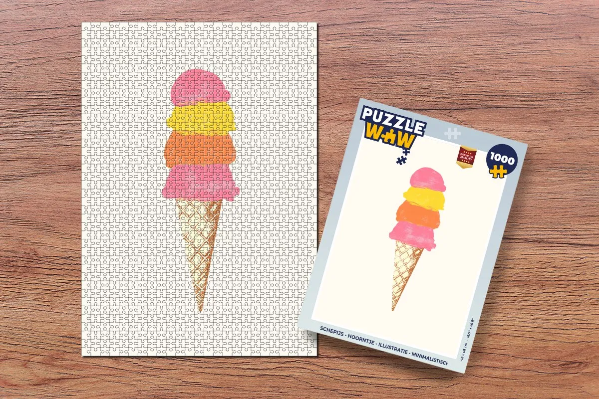PuzzleWow Schepijs Hoorntje Legpuzzel 1000 Stuks - Minimalistisch