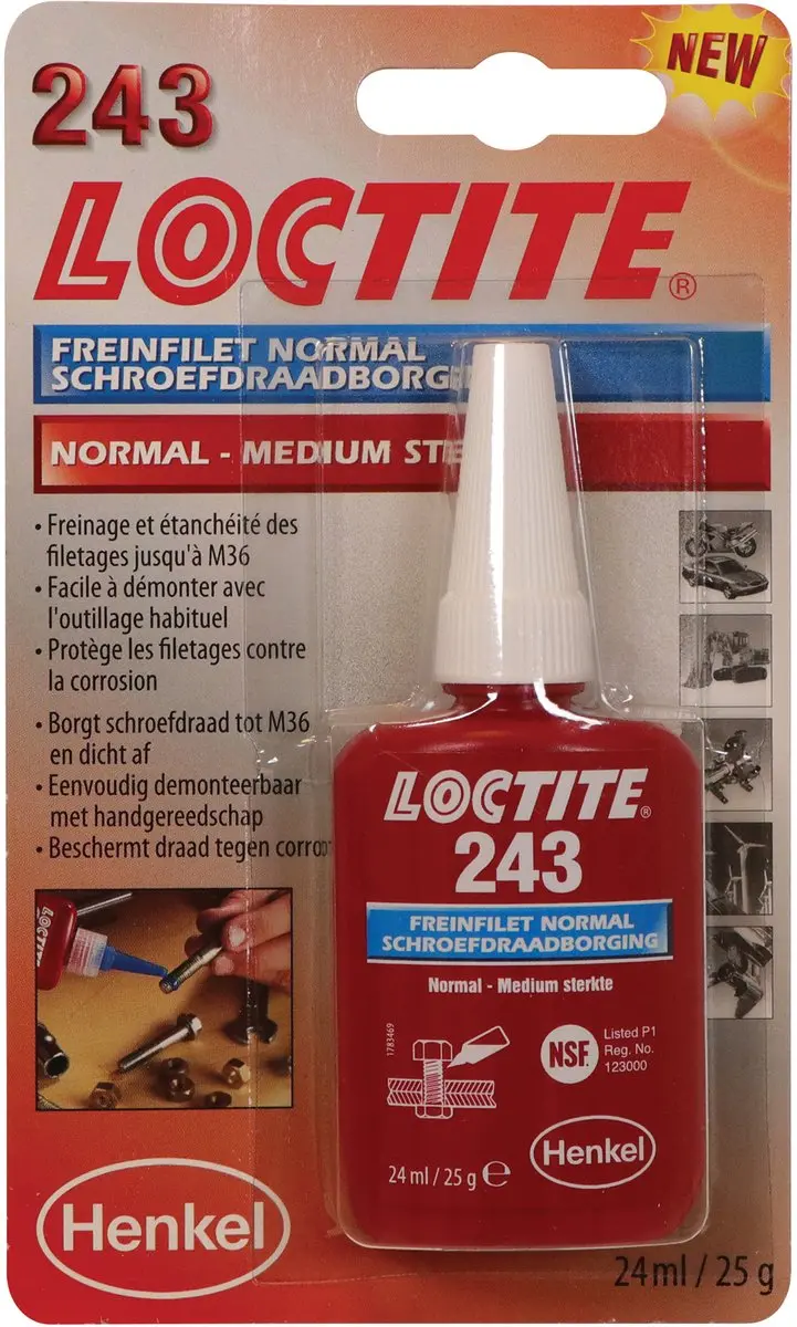Loctite 243 Schroefdraadborgmiddel Blauw 24ml - afbeelding 2 van 6