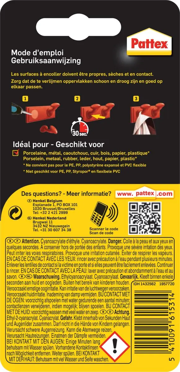 Pattex Gold Gel Secondelijm 3g - afbeelding 3 van 6