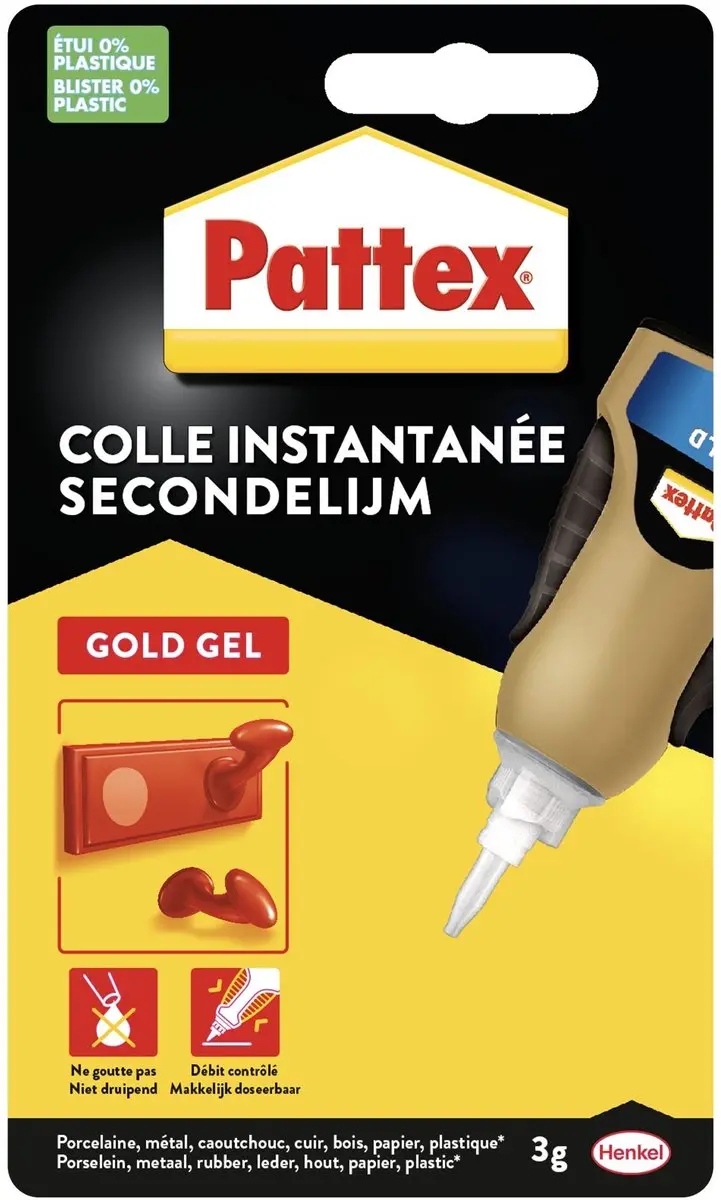 Pattex Gold Gel Secondelijm 3g - afbeelding 2 van 6