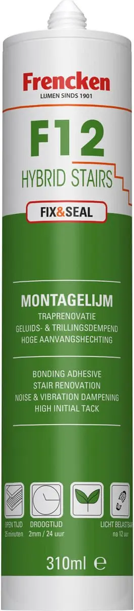 Frencken F12 Hybrid Traprenovatielijm 310ml Beige - afbeelding 2 van 2
