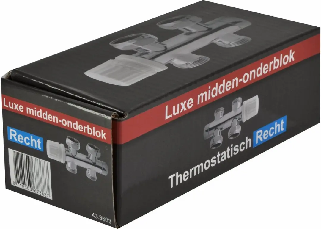 Saqu thermostatisch onderblok recht chroom
