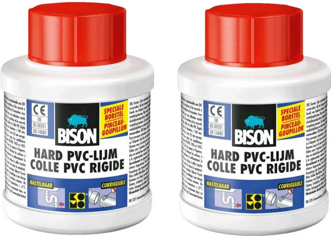 2x potjes Bison hard PVC lijm 100 ml