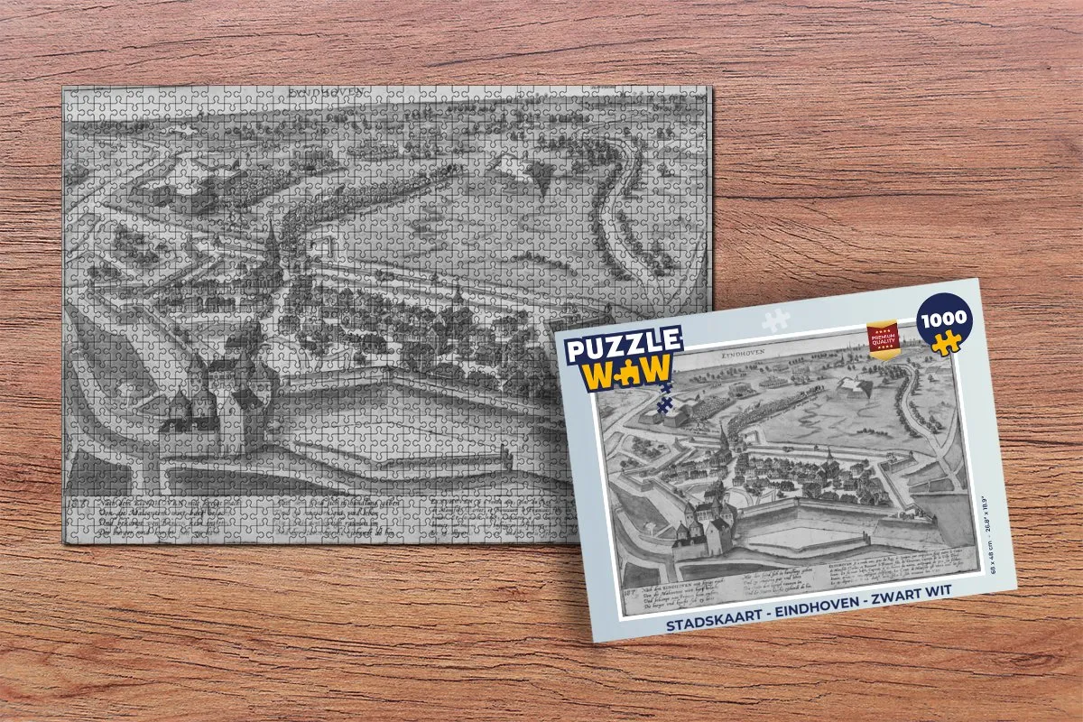 PuzzleWow Eindhoven Legpuzzel 1000 Stuks - Zwart/Wit