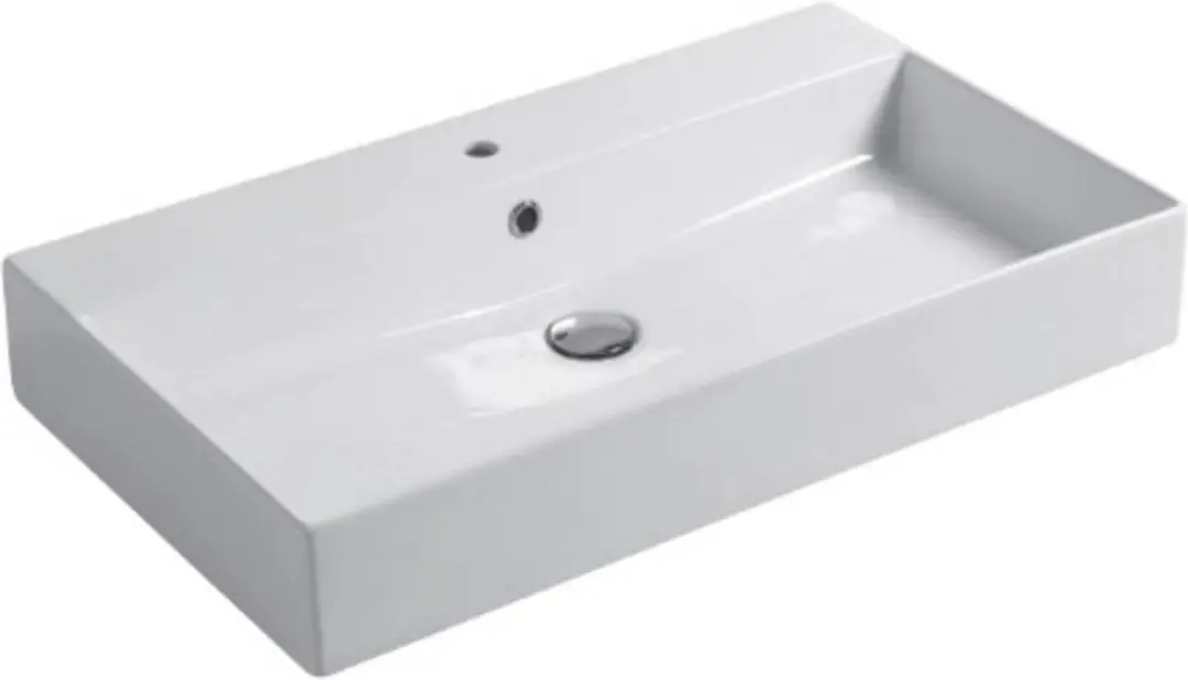 Saqu Square Wastafel 1 bak 1 krg 80x40x12 cm Mat Wit