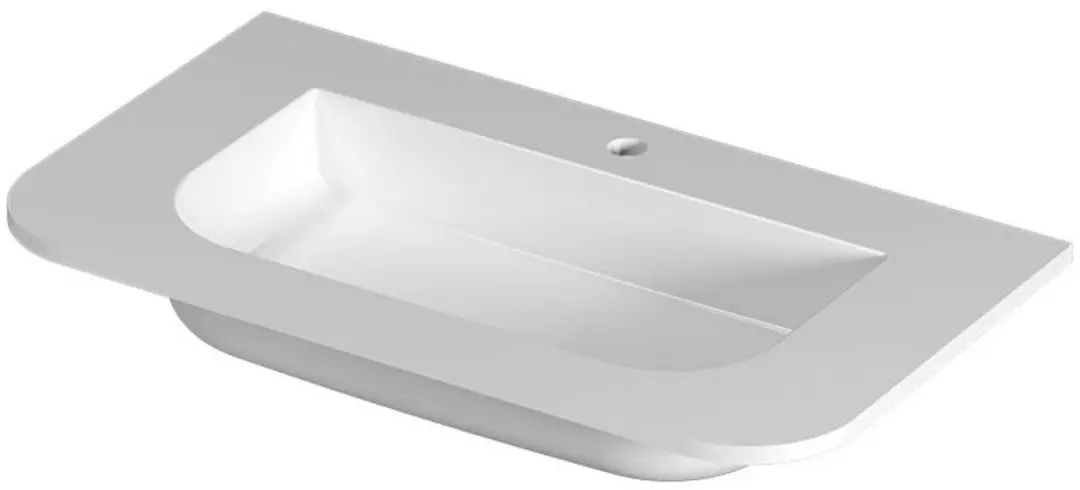 Saqu Olivo wastafel keramiek met 1 kraangat 80x45x1,7cm glans wit