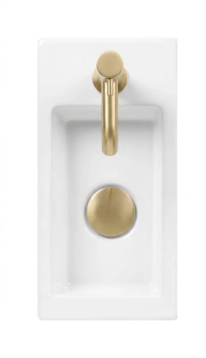 Saqu Trento Fonteinset - Wit met messing kraan links - afbeelding 2 van 6