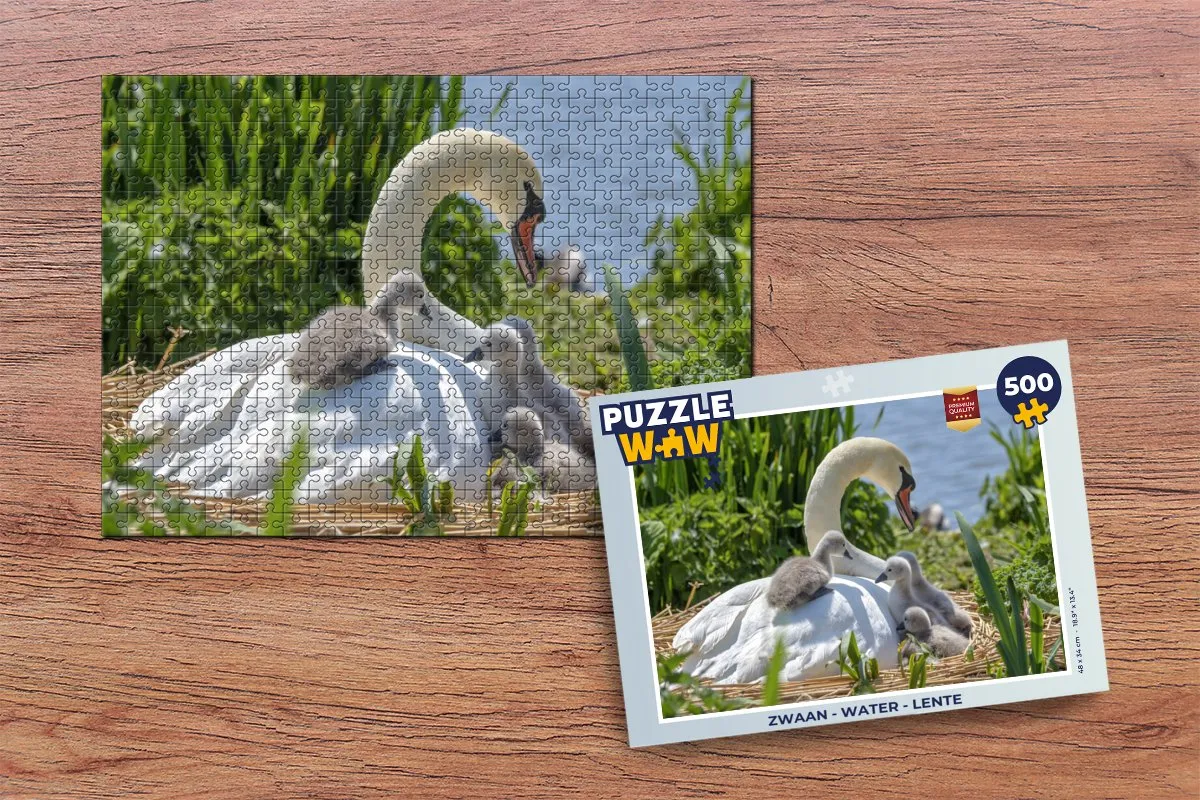 PuzzleWow Zwaan Water Lente Legpuzzel 500 Stuks - Multicolor
