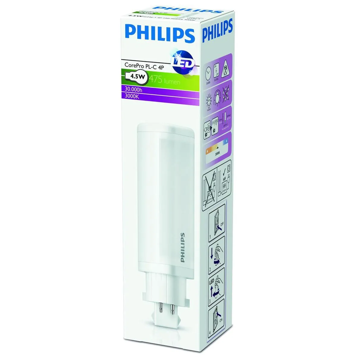 Philips Corepro LED PLC 4.5W Rookglas - 3000K