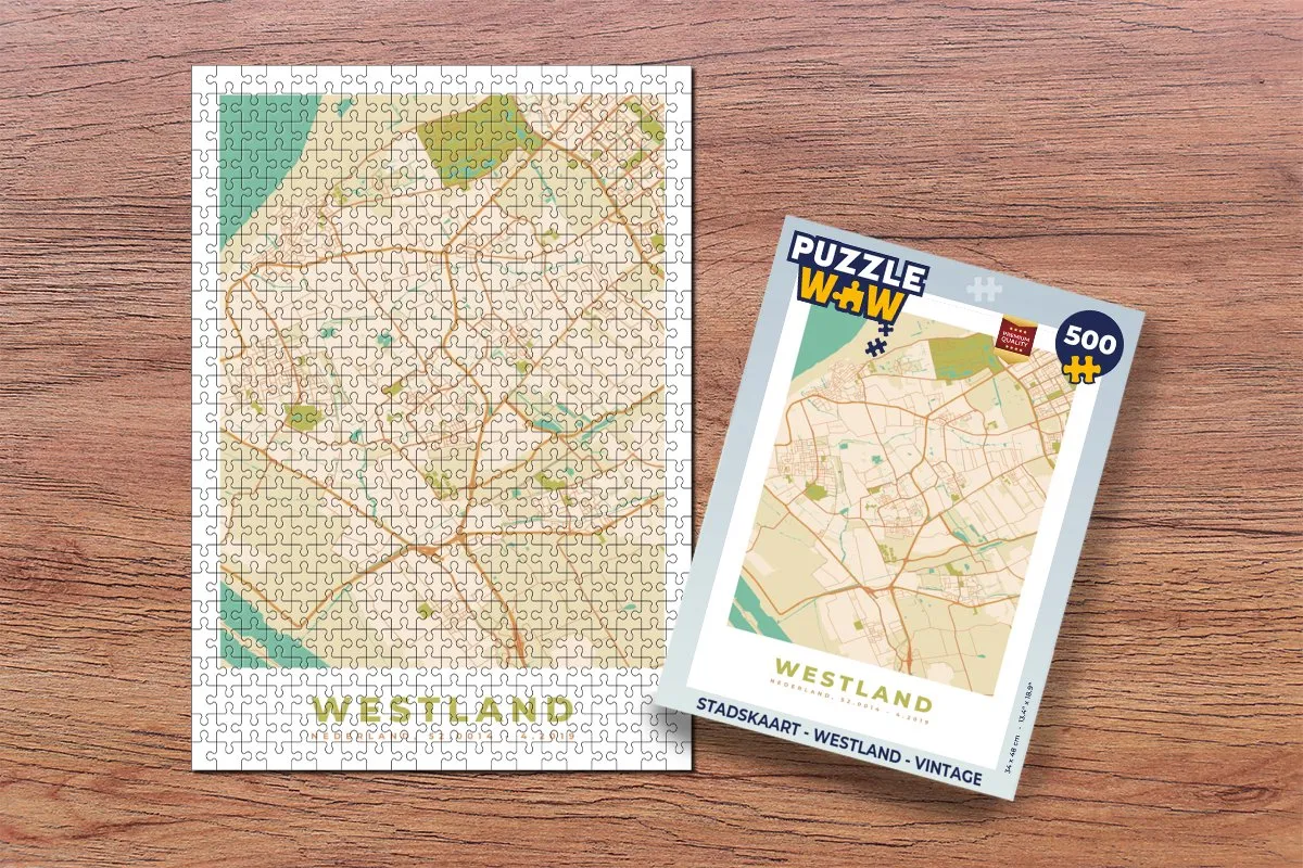PuzzleWow Westland Vintage Stadskaart Legpuzzel 500 Stuks - Multicolor