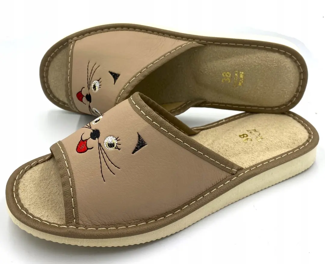 Dames Pantoffels Kattenprint Bruin