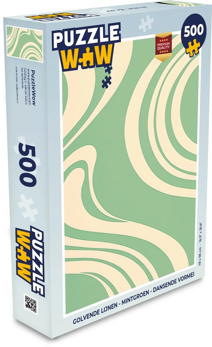 PuzzleWow Golvende Lijnen Legpuzzel 500 Stuks - Mintgroen