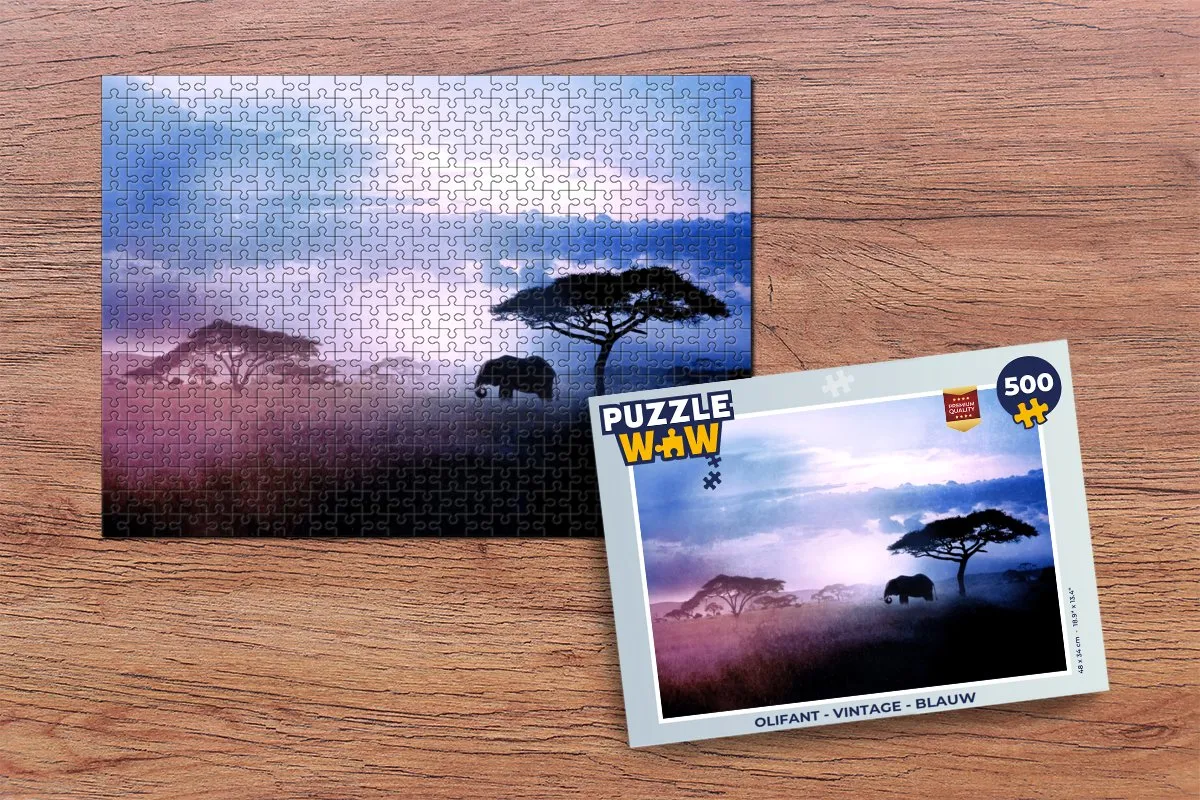 PuzzleWow Vintage Olifant Legpuzzel 500 Stuks - Multicolor