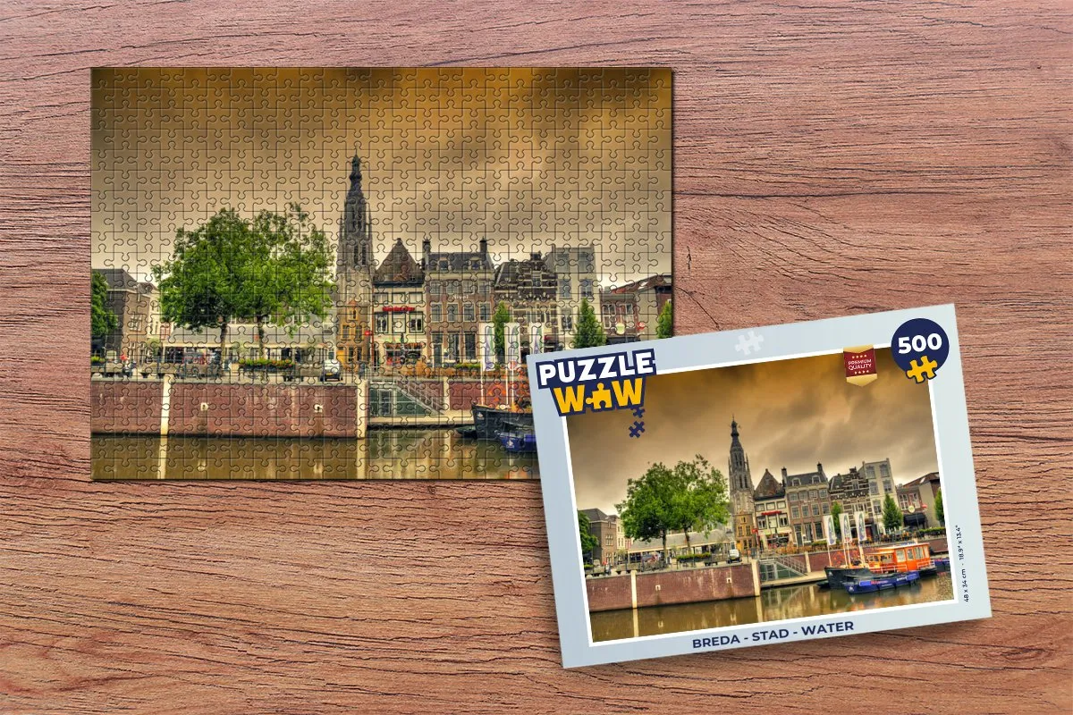 PuzzleWow Breda Stad Water Legpuzzel 500 Stuks - Multicolor