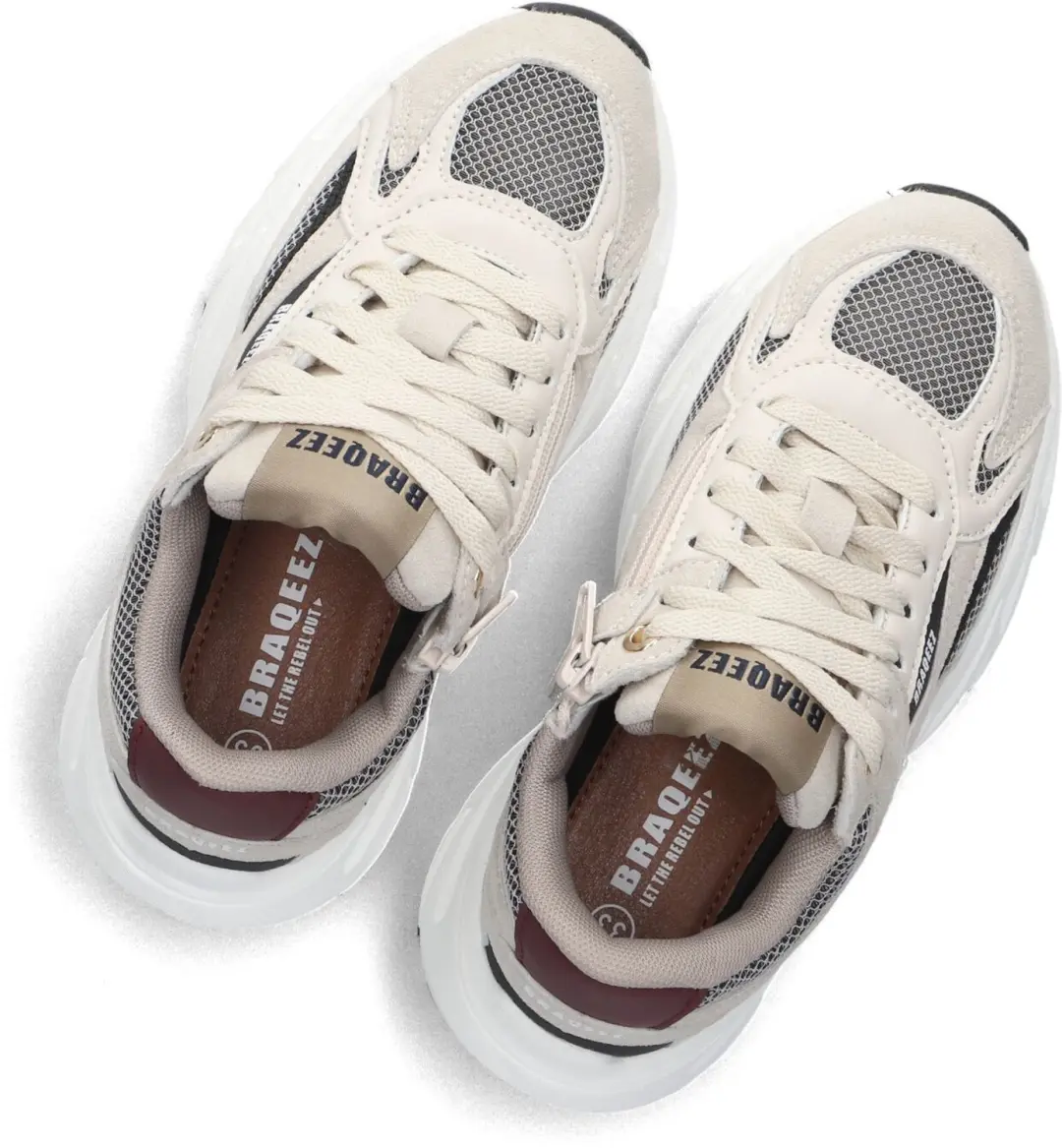 Braqeez Lorenzo Sneakers Beige - Maat 35 - afbeelding 5 van 6