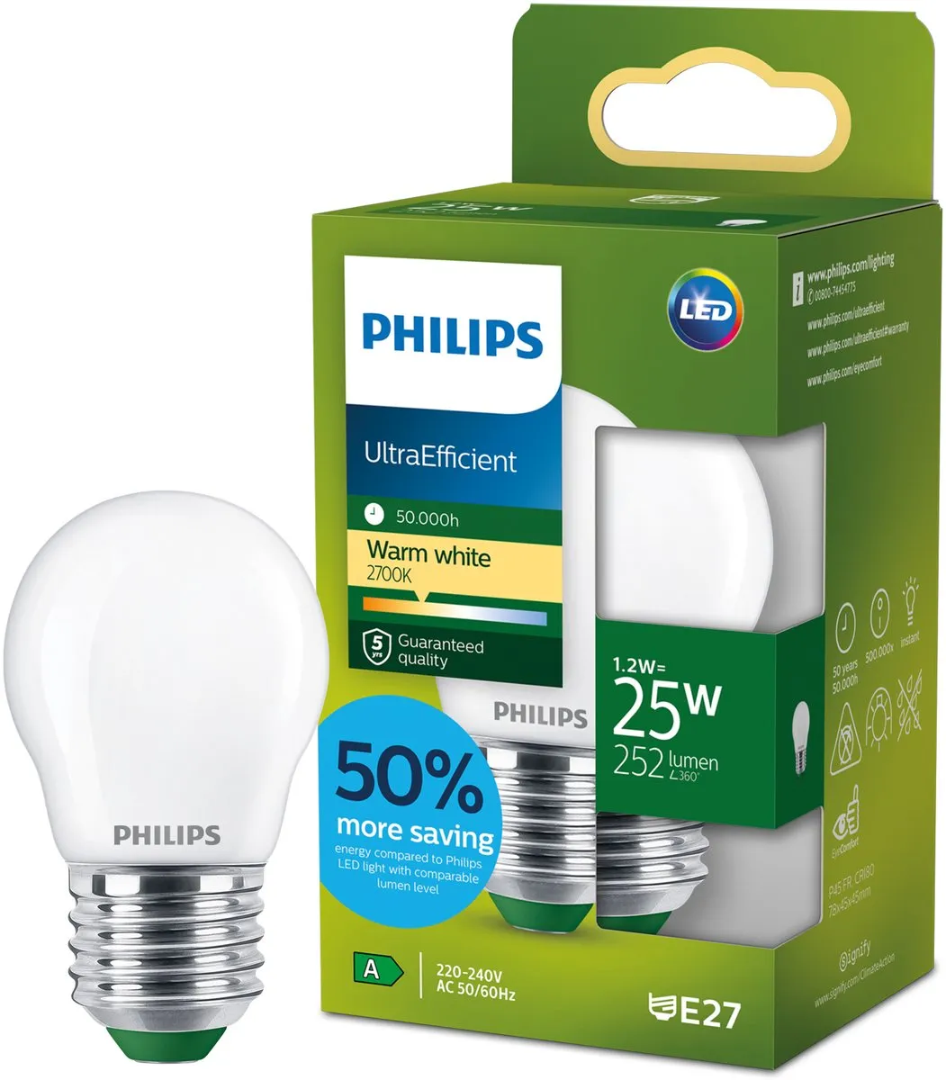 Philips UltraEfficient LED E27 25W Warmwit Mat P45