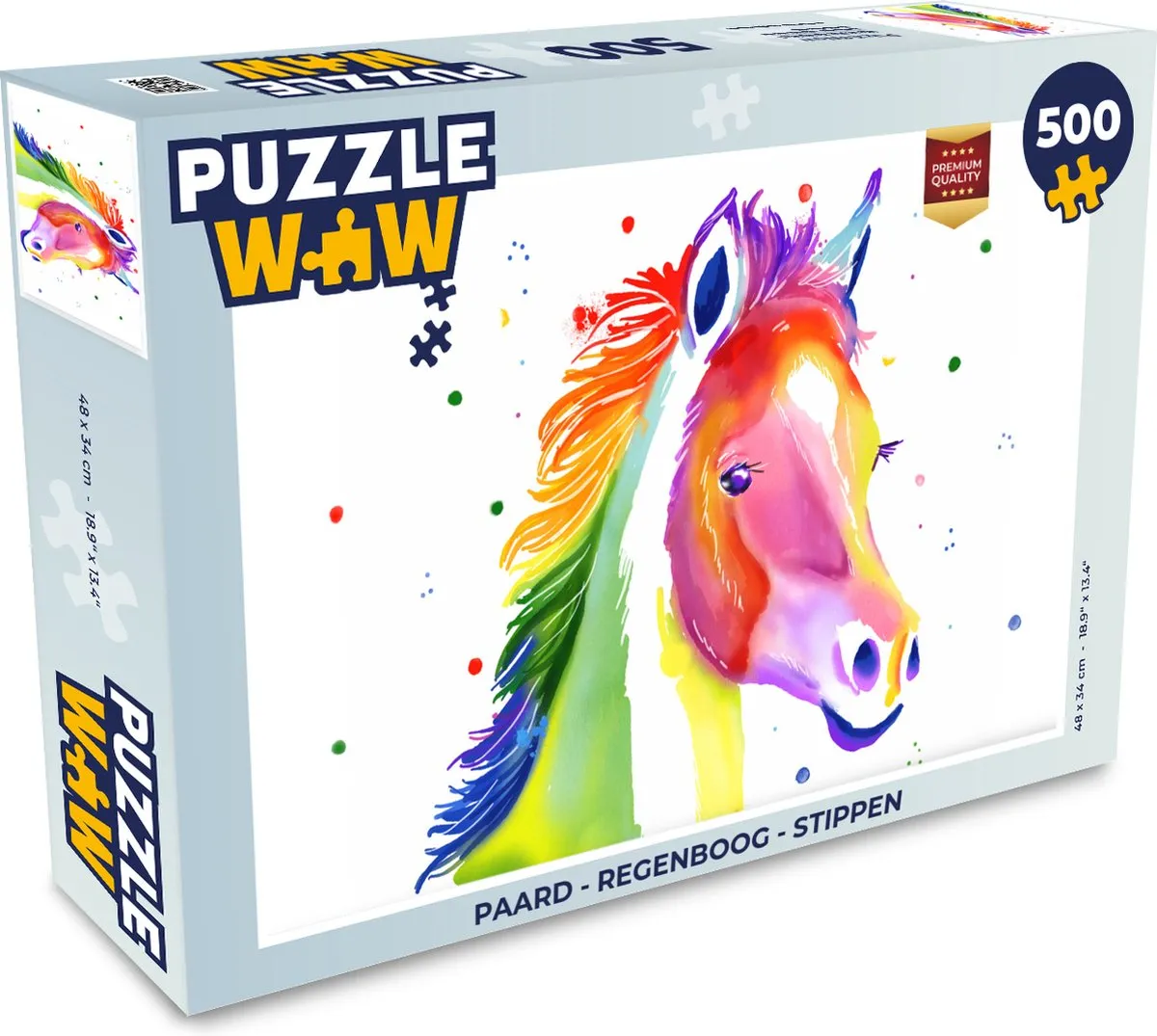 PuzzleWow Regenboog Paard Legpuzzel 500 Stuks