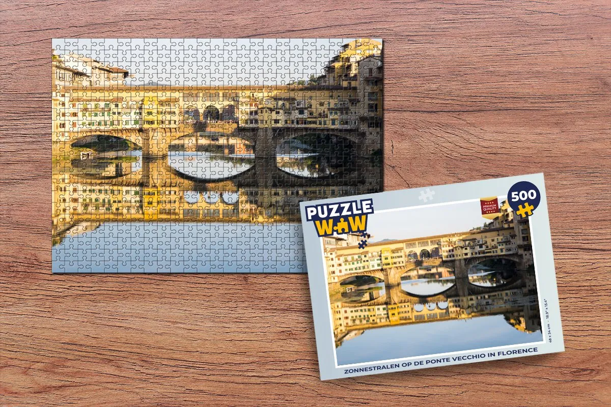 PuzzleWow Legpuzzel Zonnestralen op de Ponte Vecchio 500 Stuks