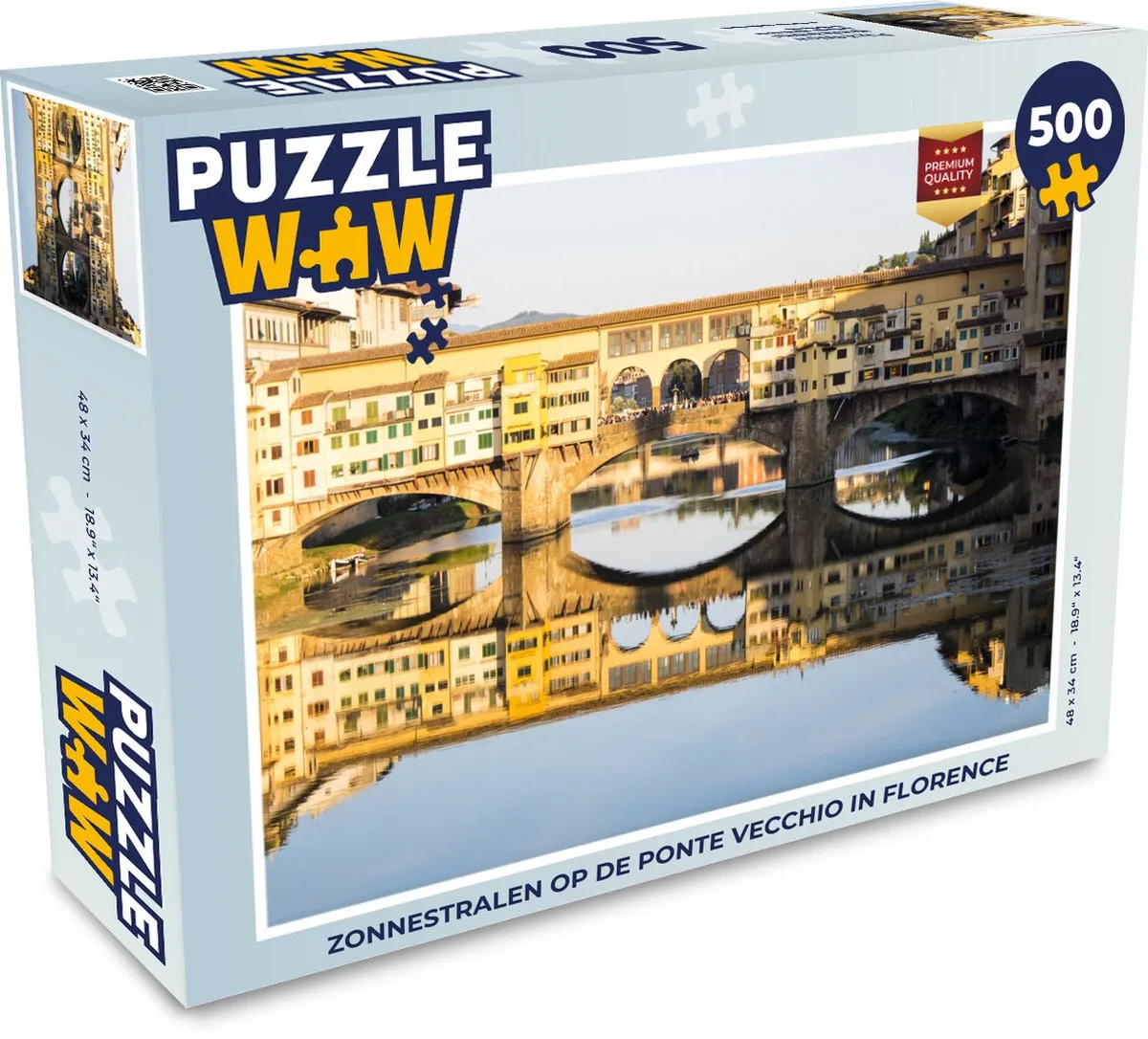 PuzzleWow Legpuzzel Zonnestralen op de Ponte Vecchio 500 Stuks - Multicolor