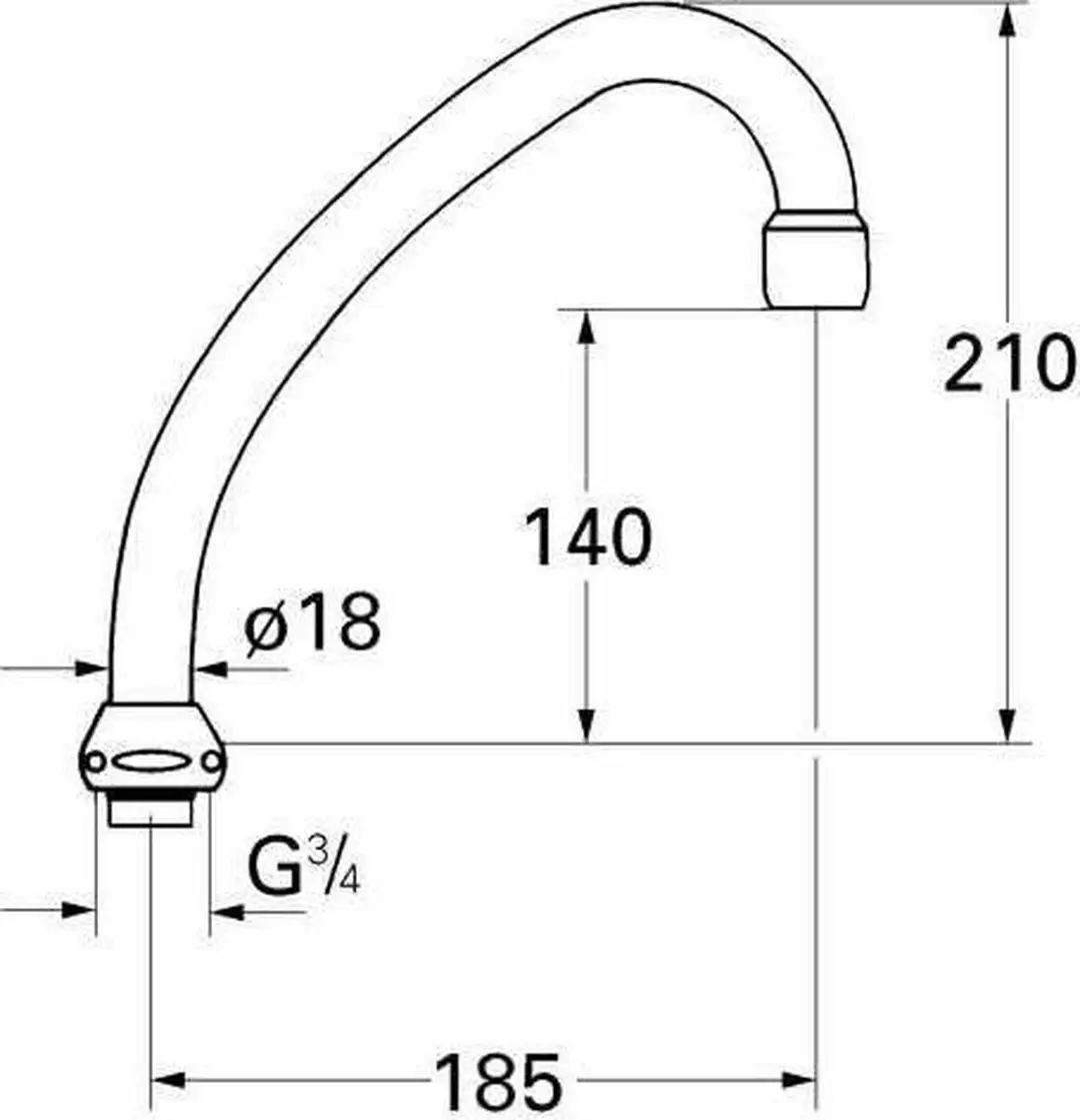 GROHE Pijpuitloop 185mm - Chroom - afbeelding 3 van 6