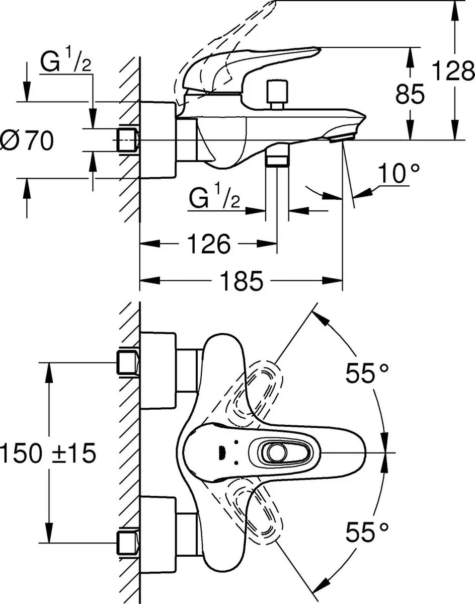 Grohe Eurostyle Badkraan 33591003 - Chroom - afbeelding 5 van 6
