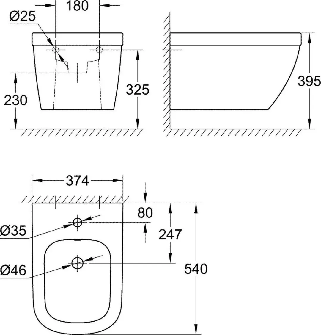 Grohe Euro Ceramic Wandbidet 39208000 - Alpine Wit - afbeelding 3 van 3