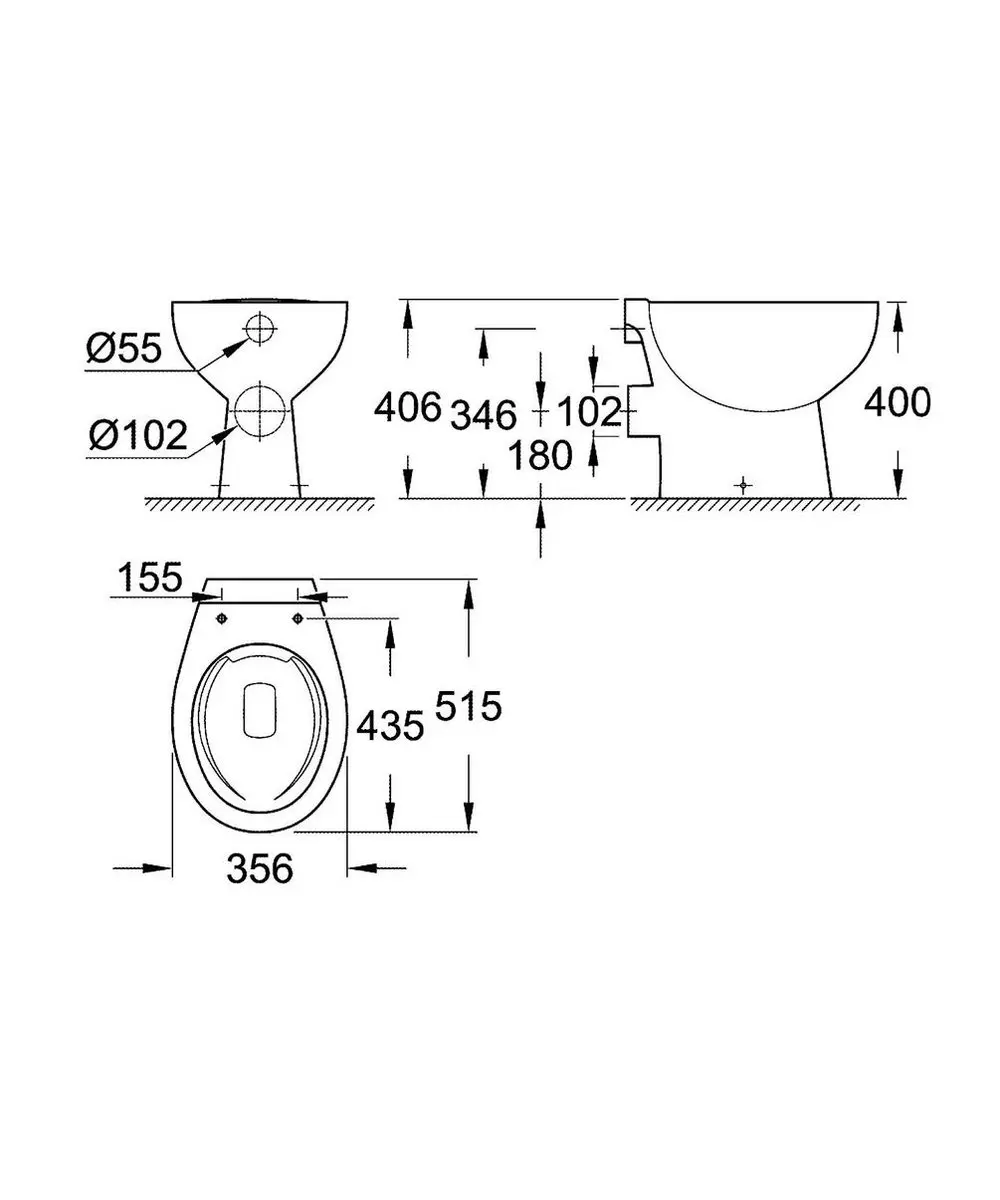Grohe Bau Ceramic Staande Toiletpot 39430000 - afbeelding 3 van 6
