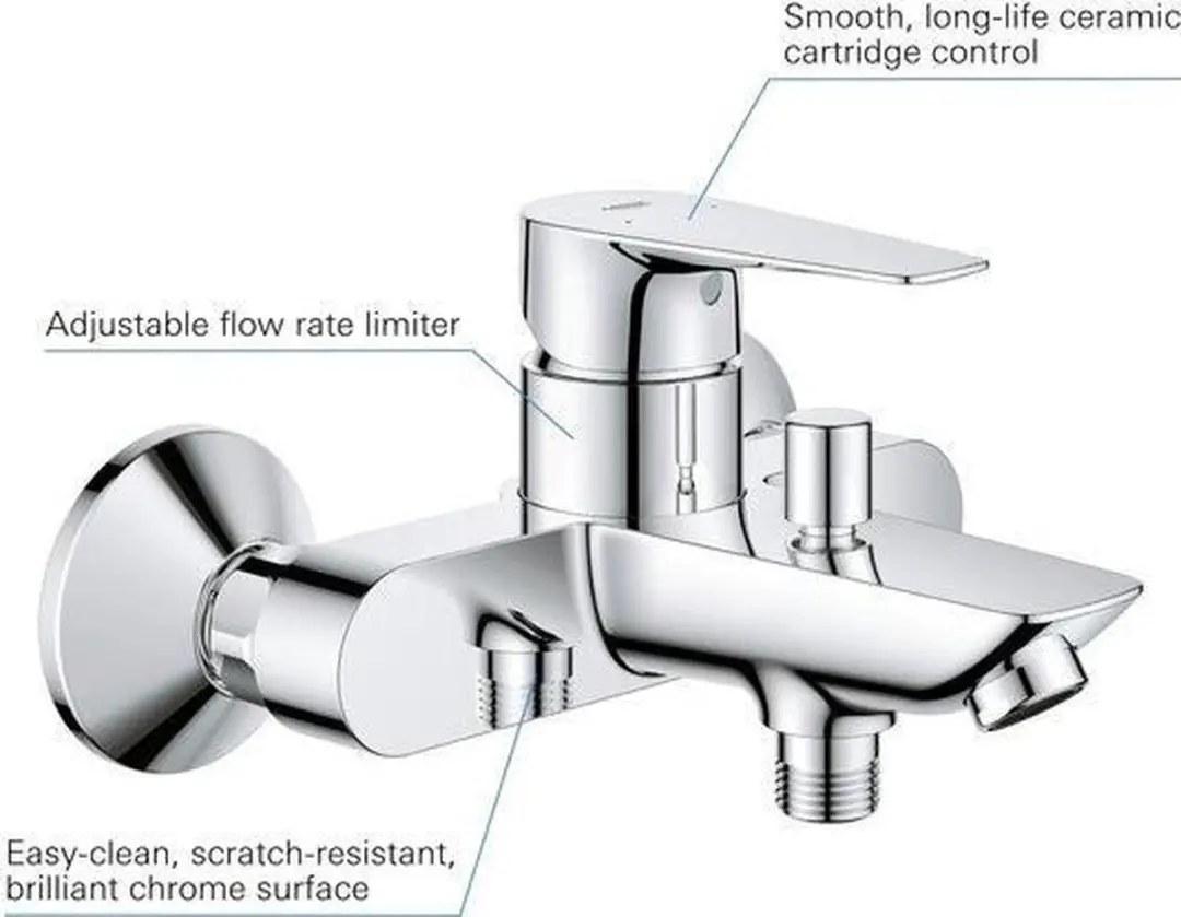 GROHE BauEdge Badkraan 1/2" - Chroom - afbeelding 4 van 6