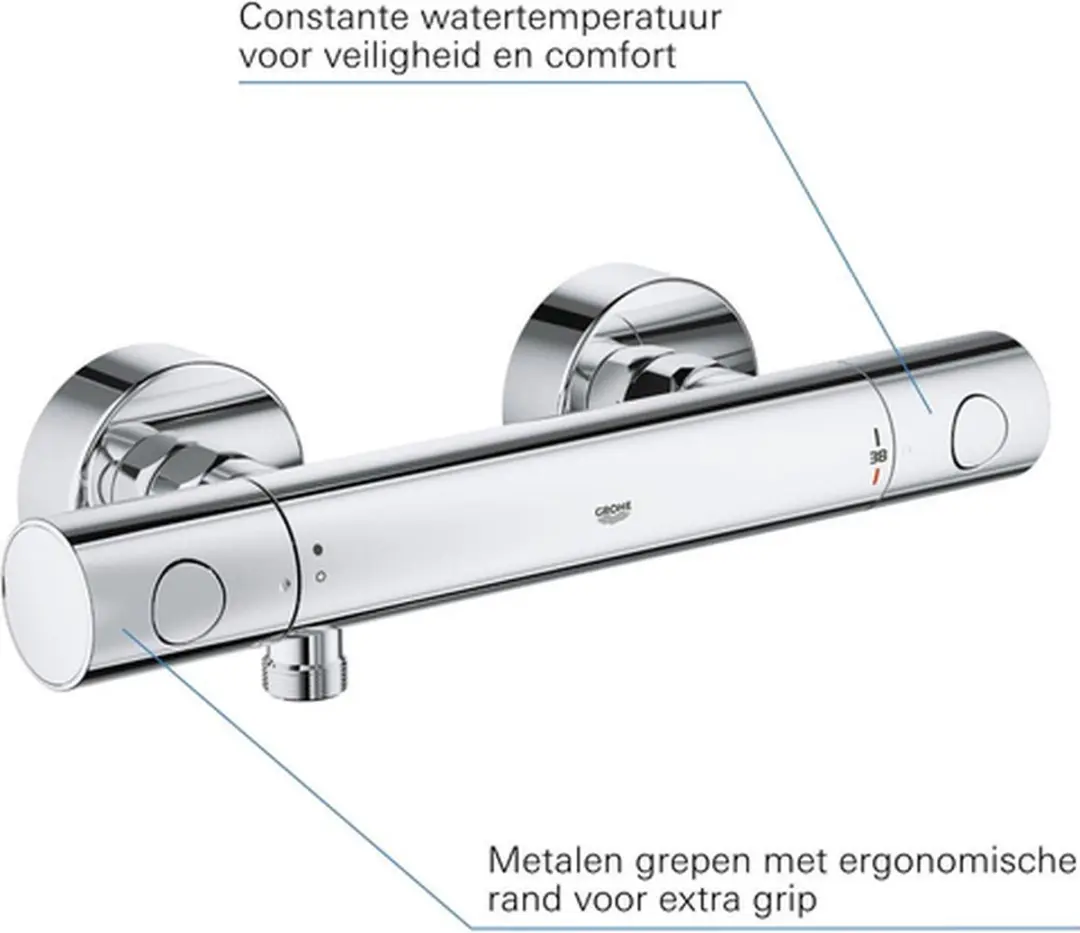 GROHE Grohtherm 800 Cosmopolitan Douchethermostaat 15cm - Chroom - afbeelding 3 van 6