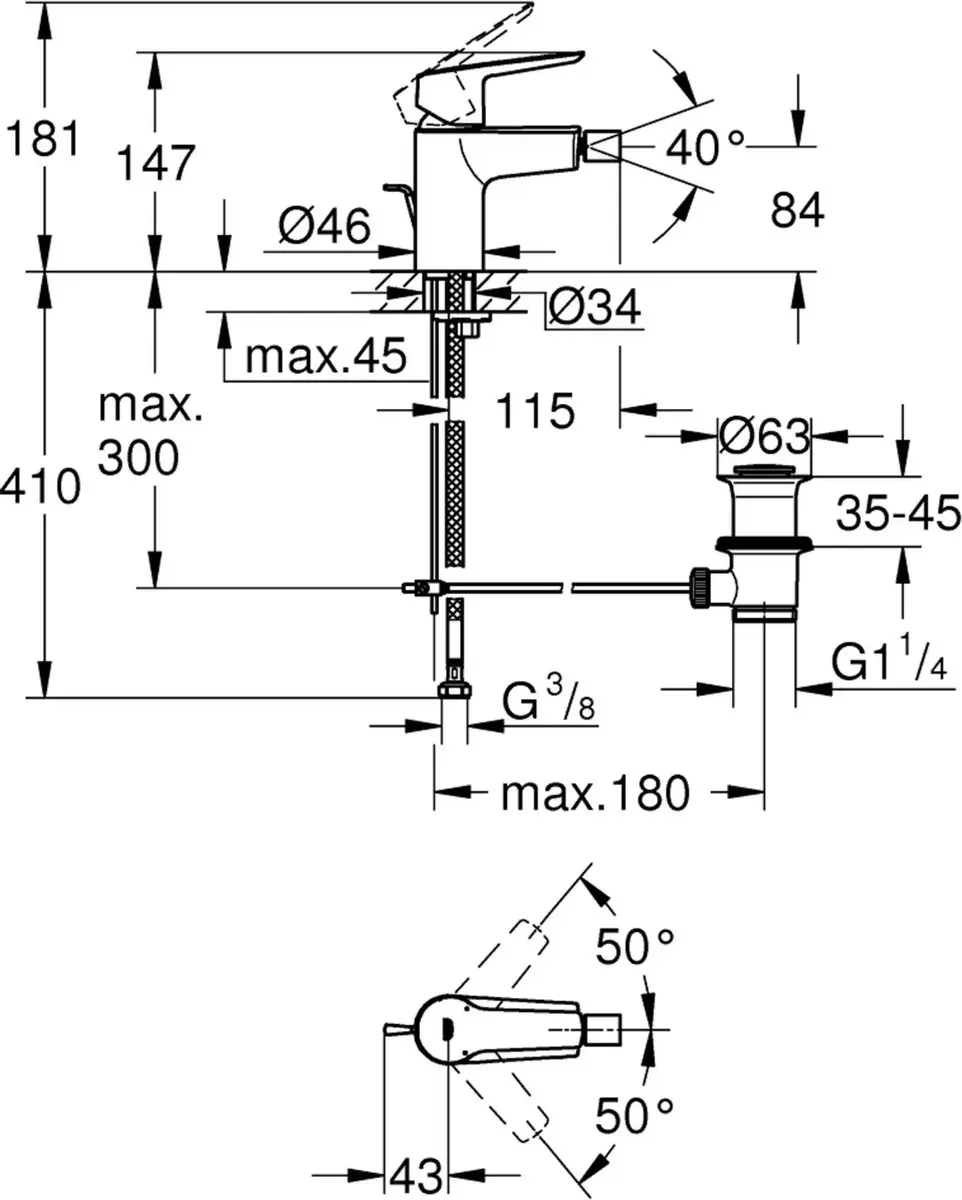 Grohe Start Bidetkraan 32560002 - Chroom - afbeelding 4 van 5