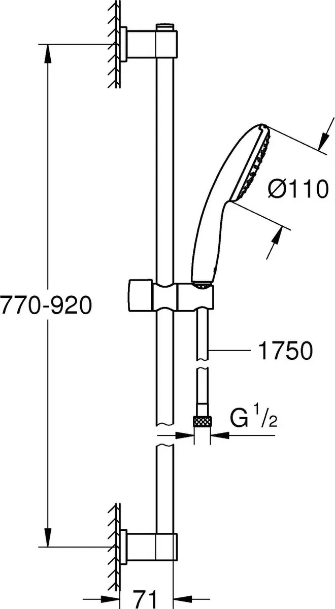 Grohe Vitalio Start Doucheset 90cm - Chroom - afbeelding 5 van 6