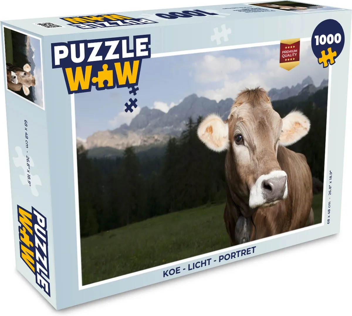 PuzzleWow Koe Licht Portret Legpuzzel 1000 Stuks