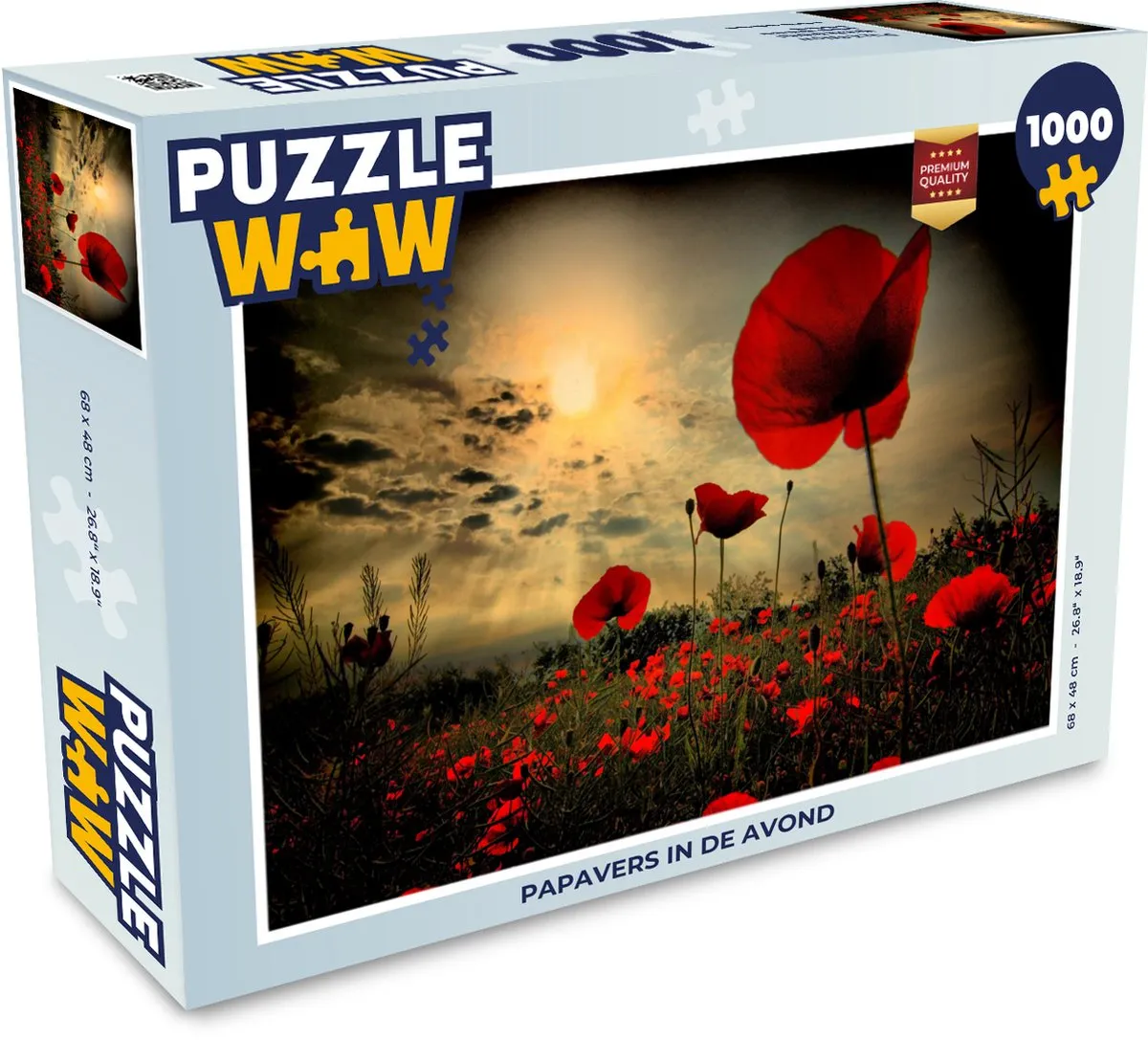 PuzzleWow Legpuzzel Papavers in de avond 1000 Stuks - Multicolor