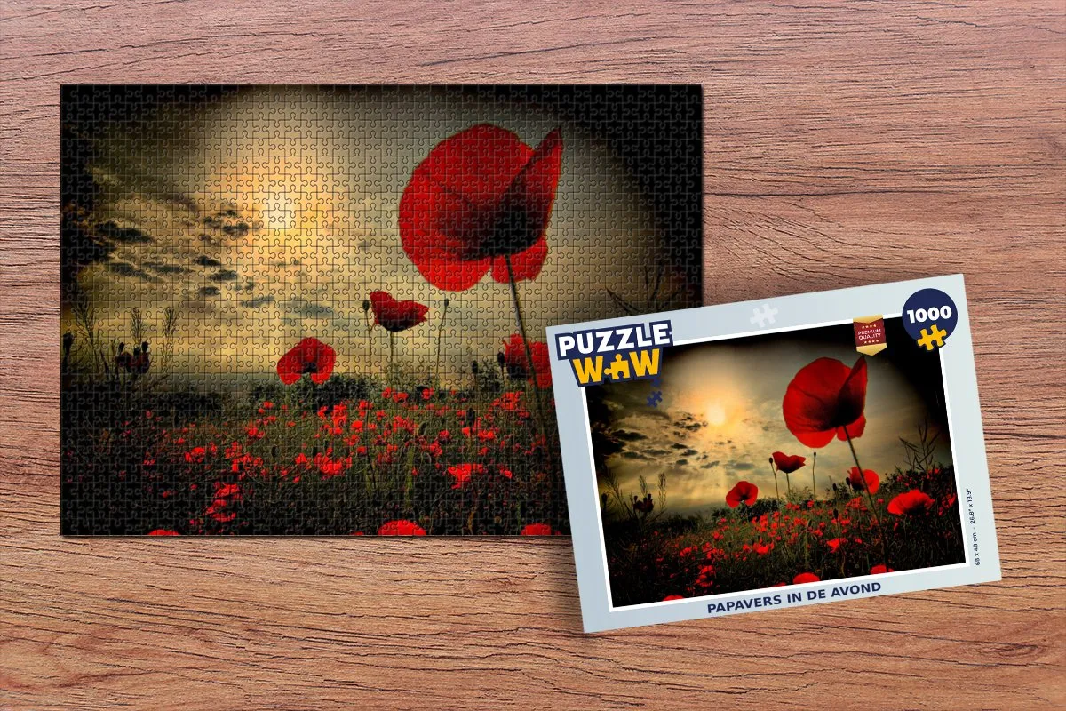 PuzzleWow Legpuzzel Papavers in de avond 1000 Stuks
