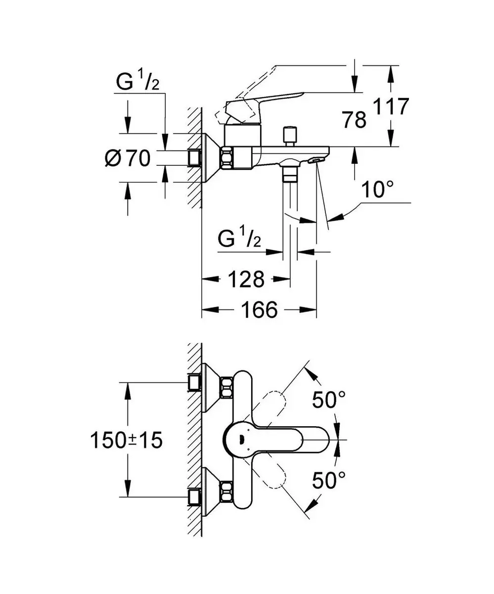 Grohe BauEdge Badmengkraan 23334000 - Chroom - afbeelding 4 van 6