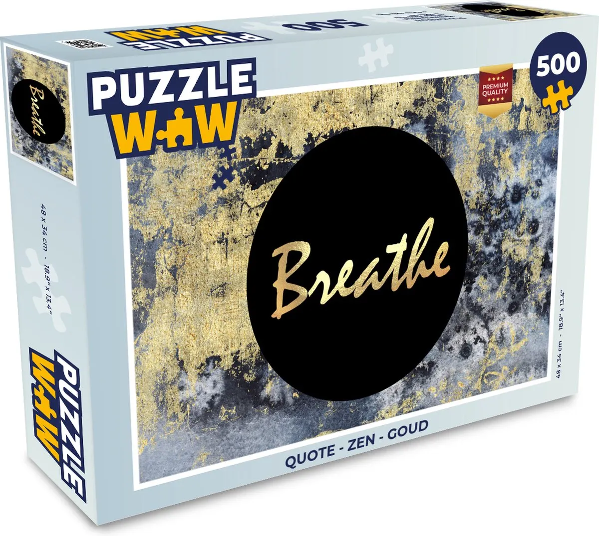 PuzzleWow Quote Zen Legpuzzel 500 Stuks - Goud/Multicolor