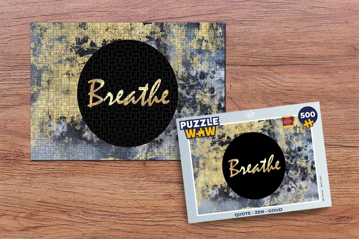 PuzzleWow Quote Zen Legpuzzel 500 Stuks - Goud/Multicolor