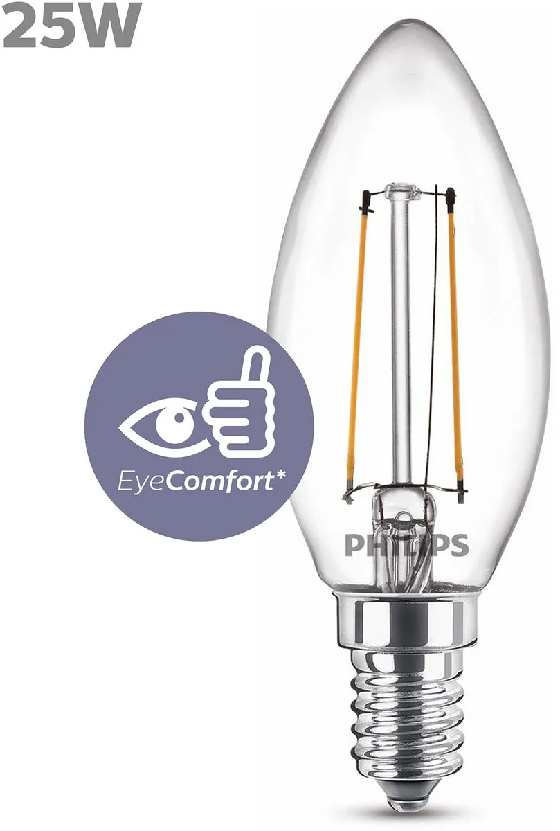 Philips LED Kaarslamp E14 Warmwit 2W