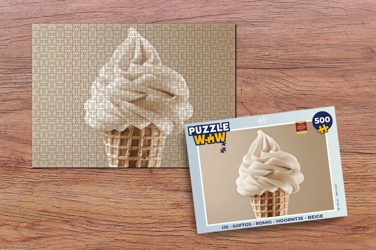 PuzzleWow IJs Romig Hoorntje Puzzel 500 Stuks - Beige