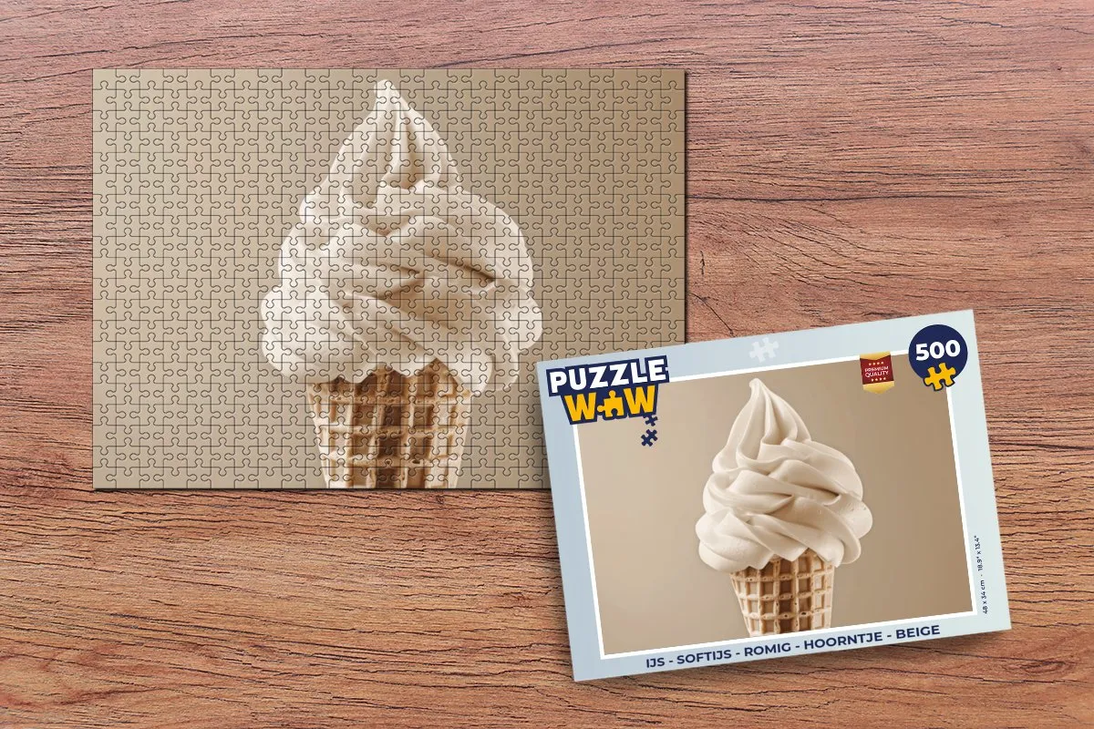 PuzzleWow IJs Romig Hoorntje Puzzel 500 Stuks - Beige